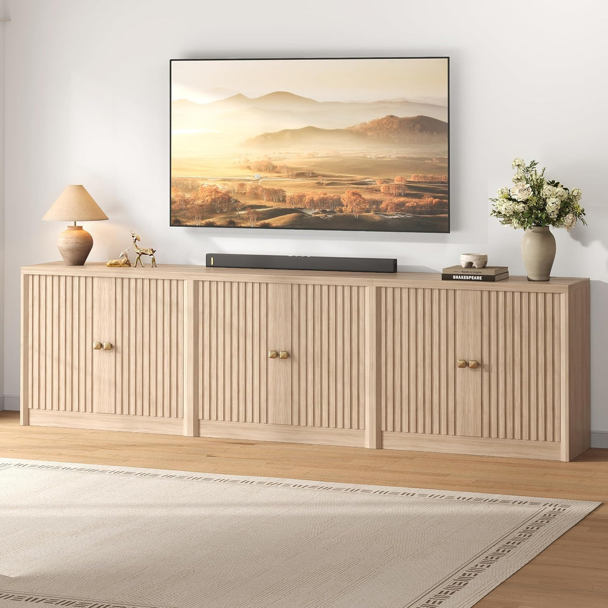Oak Fluted Sideboard Set