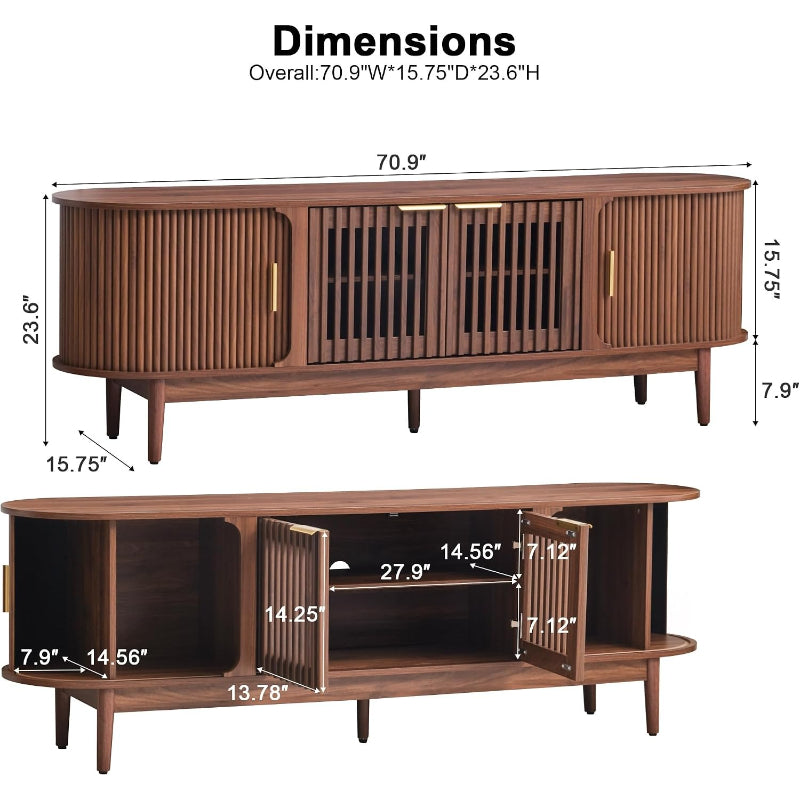 Mid-Century Fluted TV Stand