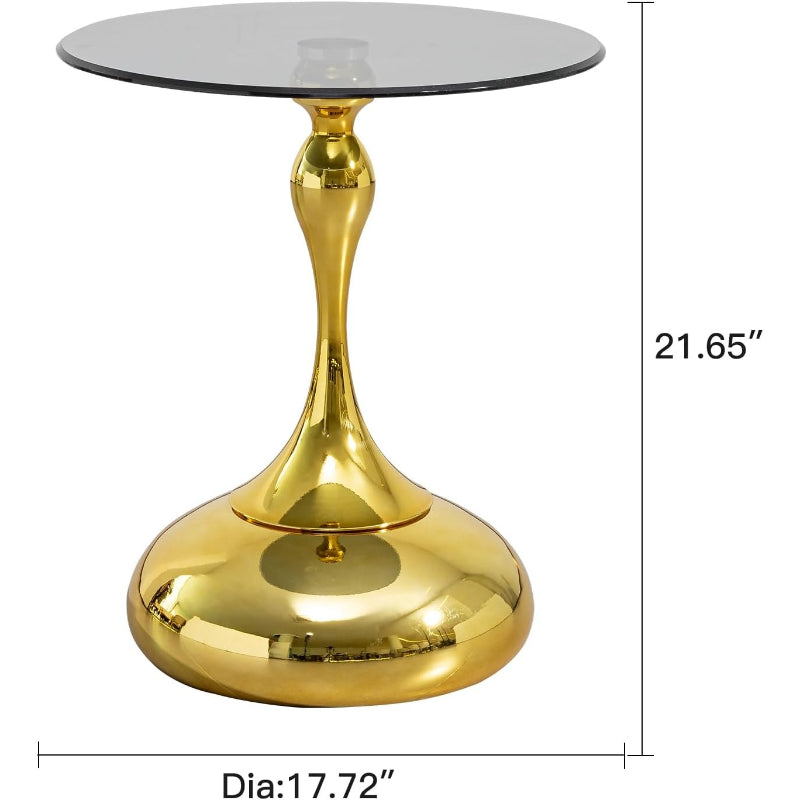 Gold Base Glass Round Side Table