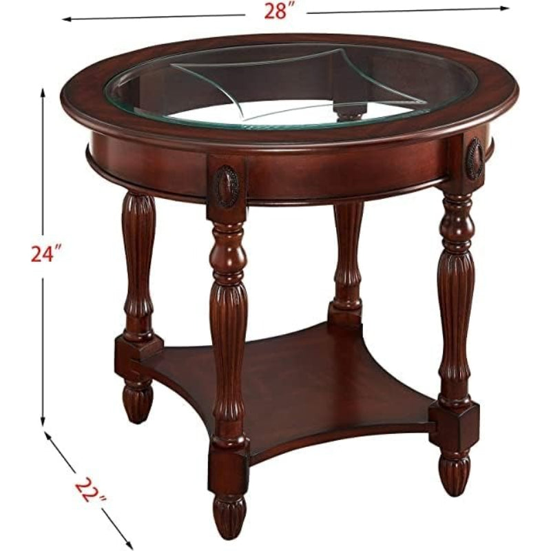 Oval Glass Wood End Table