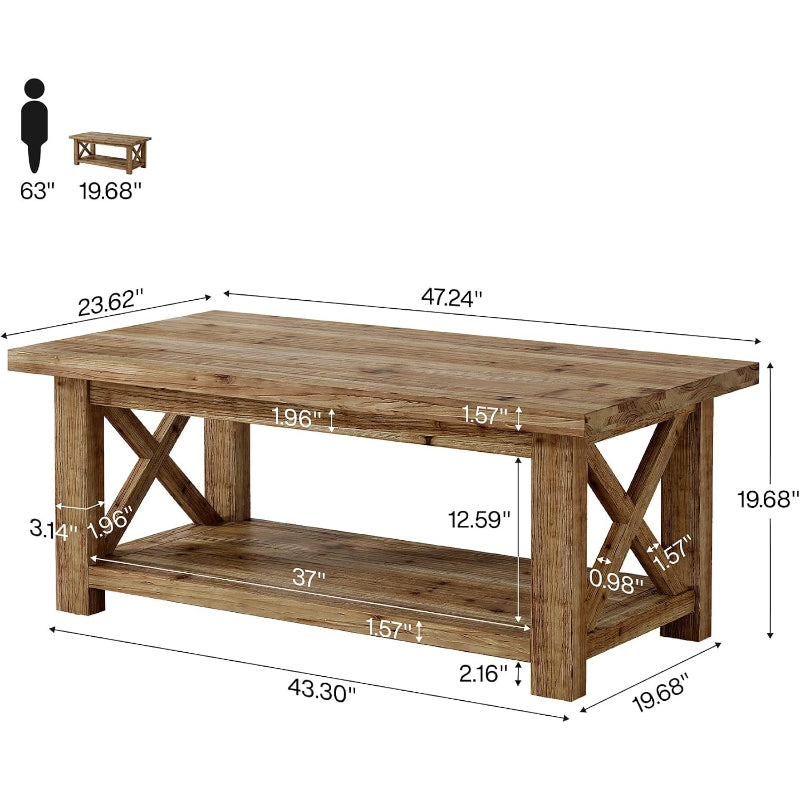 Brown X-Frame Coffee Table