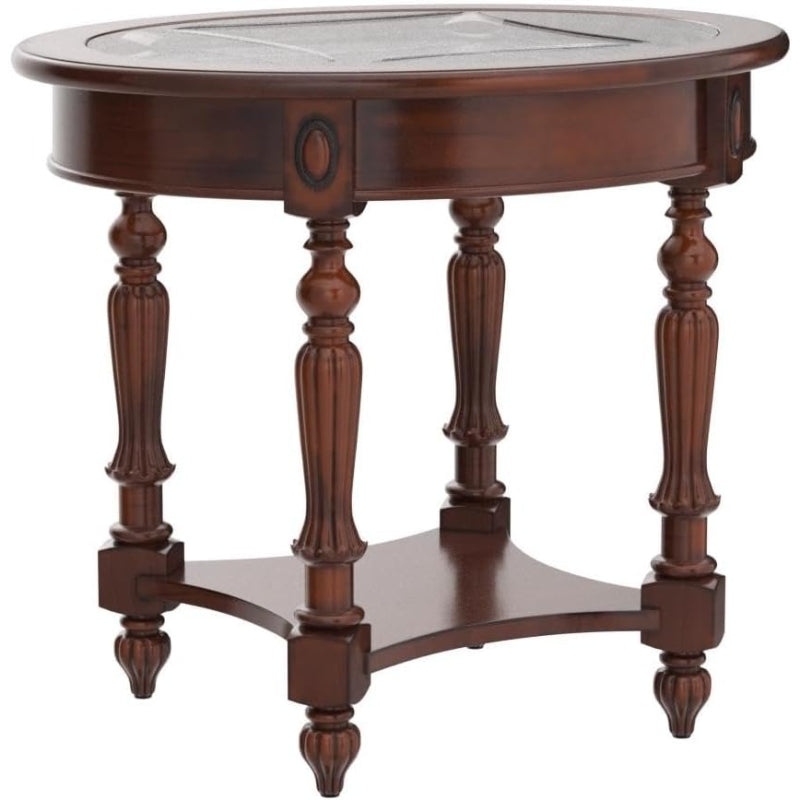 Oval Glass Wood End Table